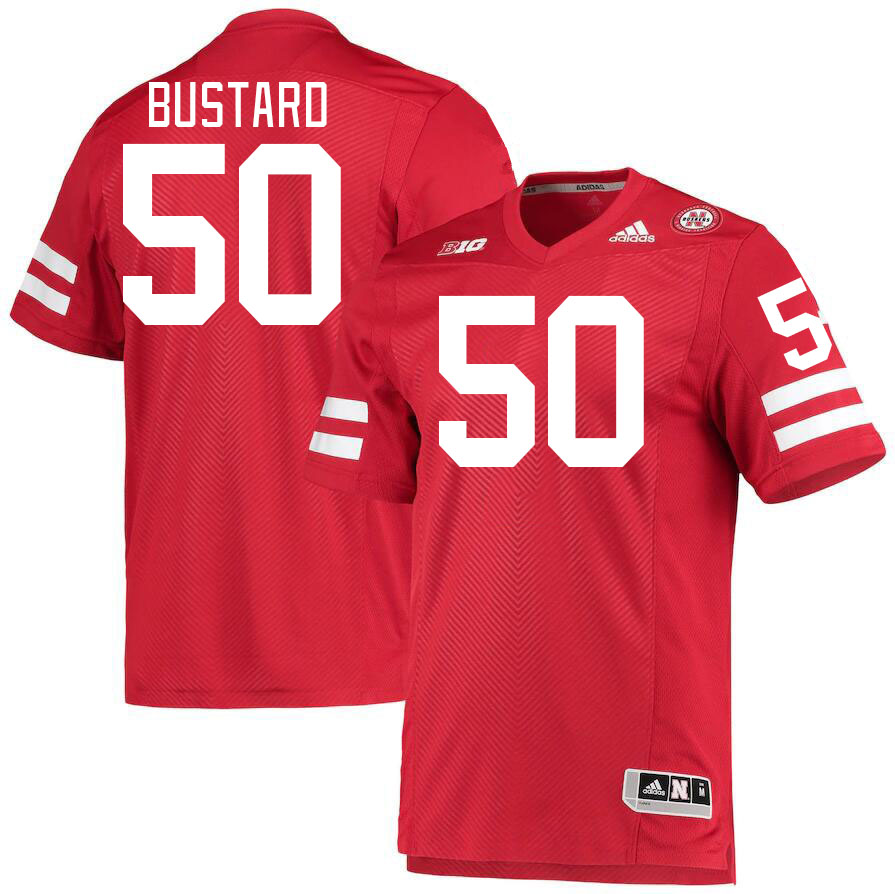 Men #50 Noah Bustard Nebraska Cornhuskers College Football Jerseys Stitched Sale-Red